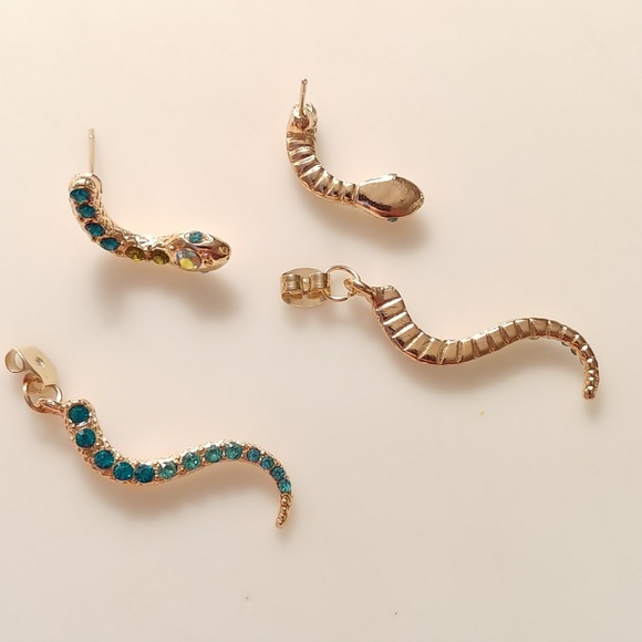 Betsey Johnson Cobra Snake Dangle Jacket Earrings - Picture 5 of 8